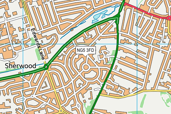 NG5 3FD map - OS VectorMap District (Ordnance Survey)