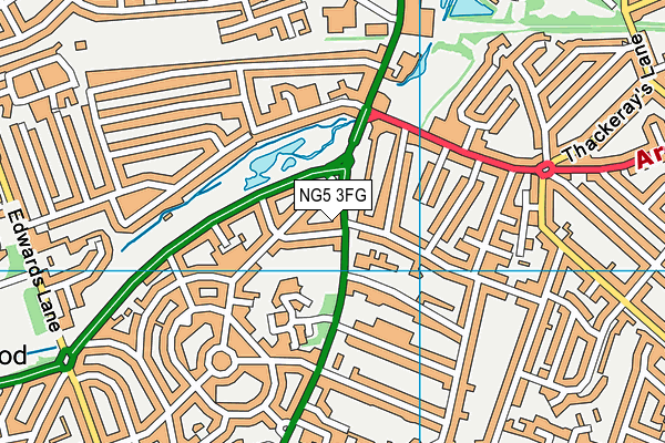 NG5 3FG map - OS VectorMap District (Ordnance Survey)
