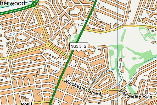 NG5 3FS map - OS VectorMap District (Ordnance Survey)
