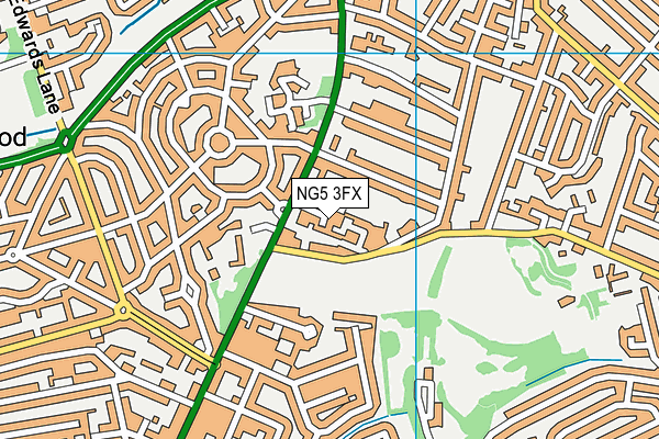 NG5 3FX map - OS VectorMap District (Ordnance Survey)