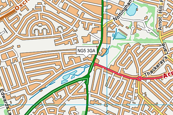 NG5 3GA map - OS VectorMap District (Ordnance Survey)