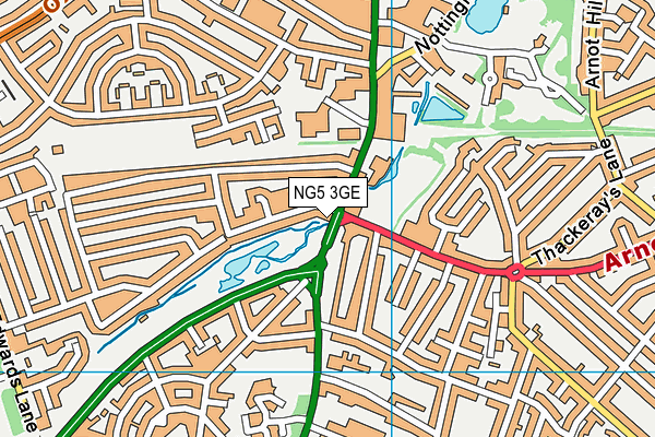 NG5 3GE map - OS VectorMap District (Ordnance Survey)