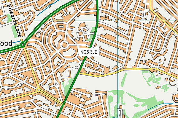 NG5 3JE map - OS VectorMap District (Ordnance Survey)