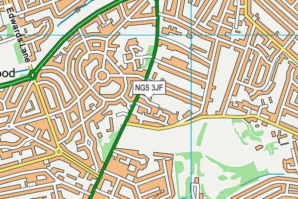 NG5 3JF map - OS VectorMap District (Ordnance Survey)