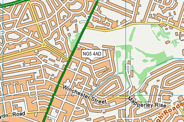 NG5 4AD map - OS VectorMap District (Ordnance Survey)
