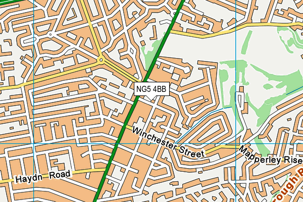 NG5 4BB map - OS VectorMap District (Ordnance Survey)