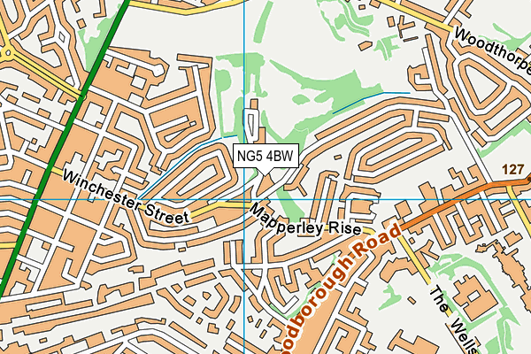 NG5 4BW map - OS VectorMap District (Ordnance Survey)