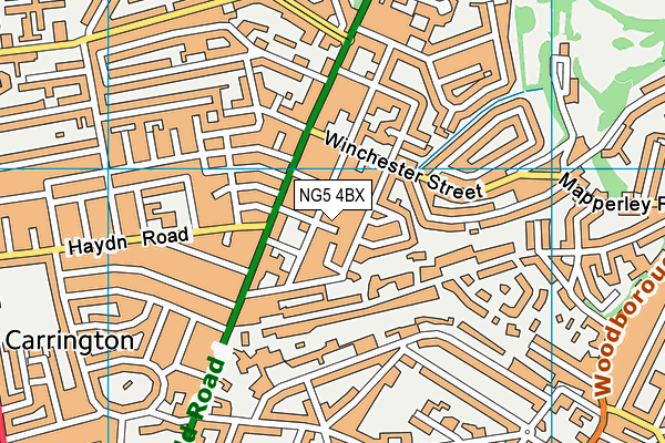 NG5 4BX map - OS VectorMap District (Ordnance Survey)