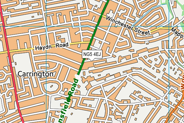 NG5 4EJ map - OS VectorMap District (Ordnance Survey)