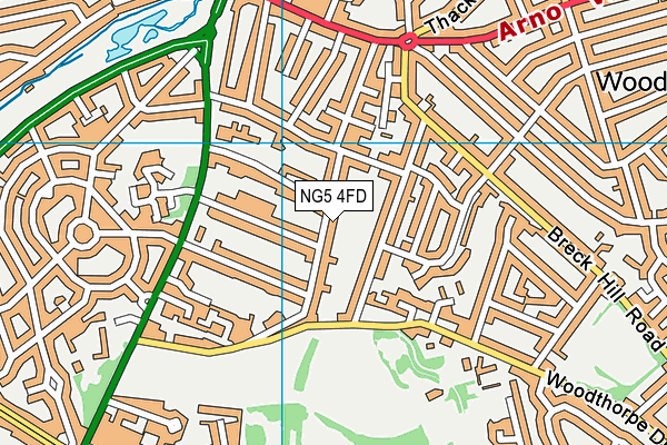 NG5 4FD map - OS VectorMap District (Ordnance Survey)