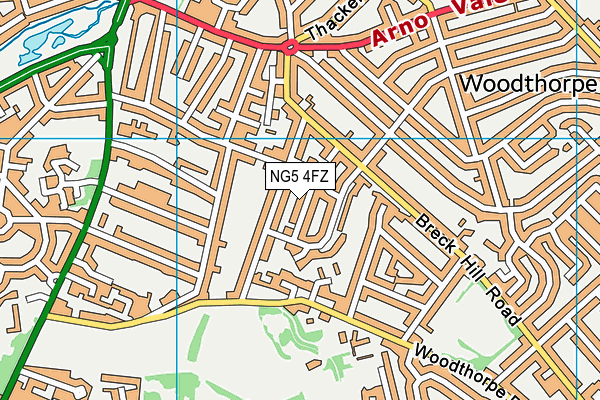 NG5 4FZ map - OS VectorMap District (Ordnance Survey)