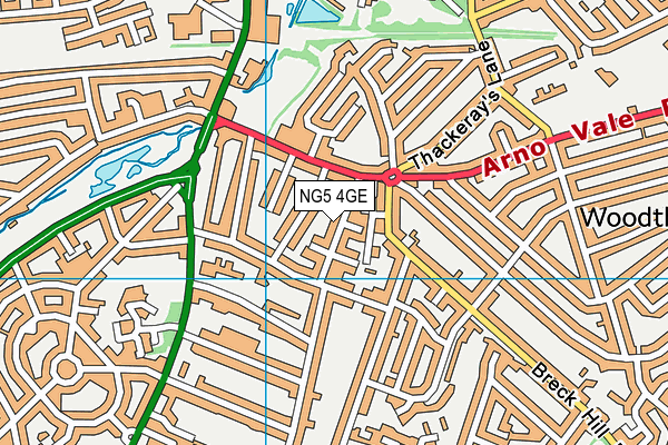 NG5 4GE map - OS VectorMap District (Ordnance Survey)