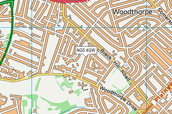 NG5 4GW map - OS VectorMap District (Ordnance Survey)