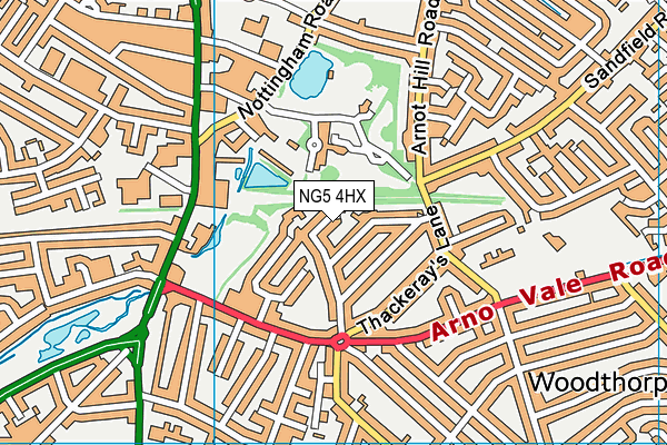 NG5 4HX map - OS VectorMap District (Ordnance Survey)