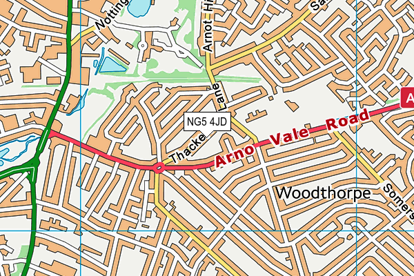 NG5 4JD map - OS VectorMap District (Ordnance Survey)