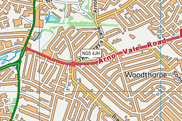 NG5 4JH map - OS VectorMap District (Ordnance Survey)