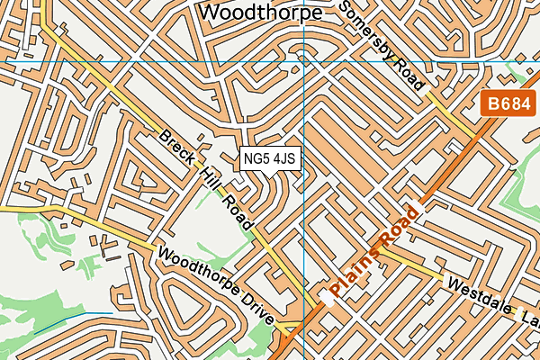 NG5 4JS map - OS VectorMap District (Ordnance Survey)
