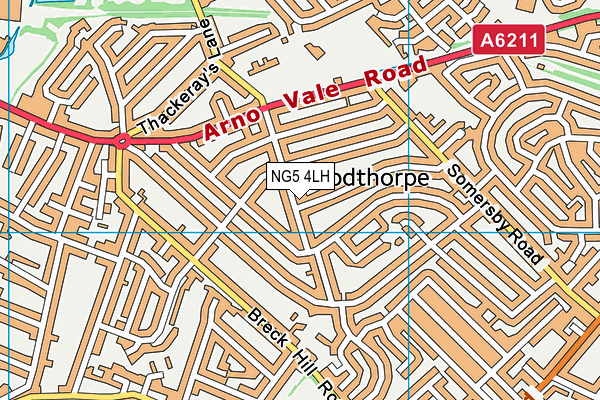 NG5 4LH map - OS VectorMap District (Ordnance Survey)