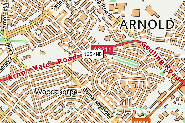 NG5 4NB map - OS VectorMap District (Ordnance Survey)