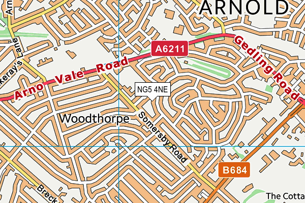 NG5 4NE map - OS VectorMap District (Ordnance Survey)
