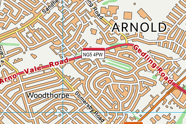 NG5 4PW map - OS VectorMap District (Ordnance Survey)