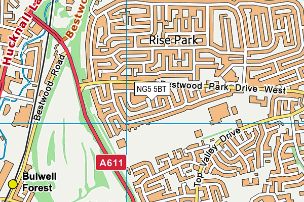 NG5 5BT map - OS VectorMap District (Ordnance Survey)