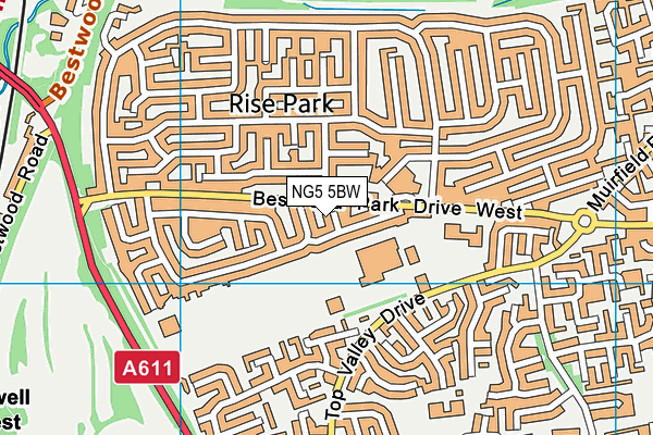 NG5 5BW map - OS VectorMap District (Ordnance Survey)