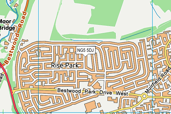 NG5 5DJ map - OS VectorMap District (Ordnance Survey)