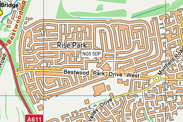 NG5 5DP map - OS VectorMap District (Ordnance Survey)