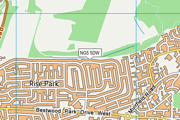 NG5 5DW map - OS VectorMap District (Ordnance Survey)