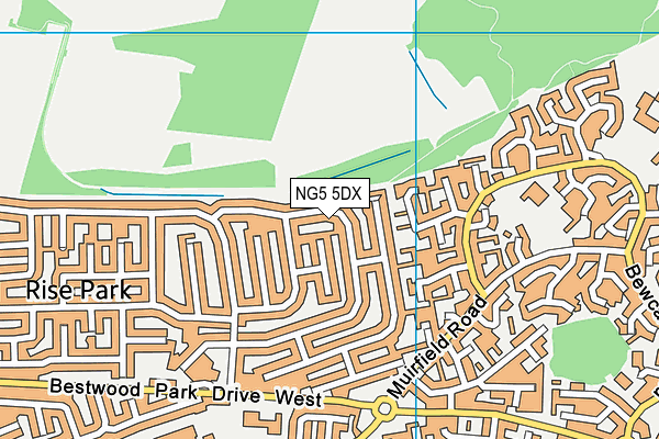 NG5 5DX map - OS VectorMap District (Ordnance Survey)