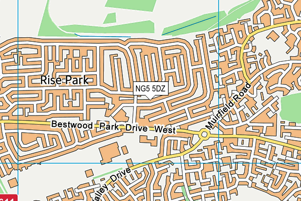 NG5 5DZ map - OS VectorMap District (Ordnance Survey)