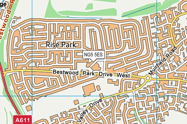 NG5 5ES map - OS VectorMap District (Ordnance Survey)