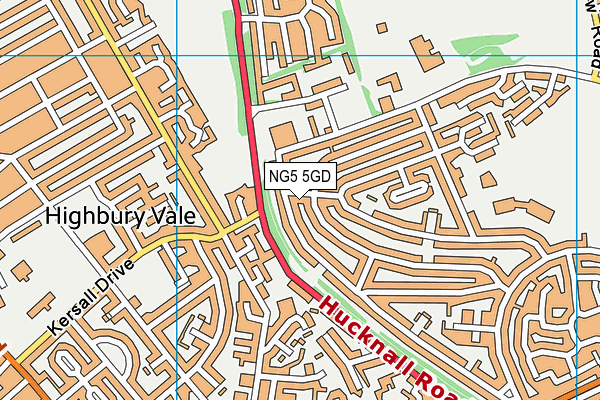 NG5 5GD map - OS VectorMap District (Ordnance Survey)