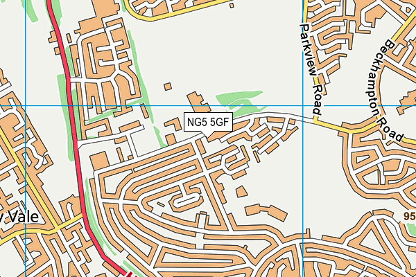 NG5 5GF map - OS VectorMap District (Ordnance Survey)