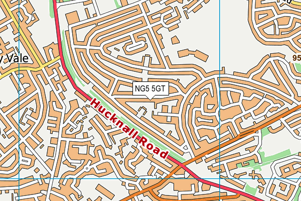 NG5 5GT map - OS VectorMap District (Ordnance Survey)