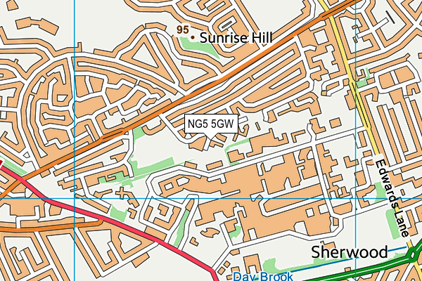 NG5 5GW map - OS VectorMap District (Ordnance Survey)