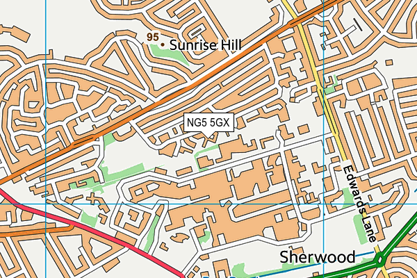 NG5 5GX map - OS VectorMap District (Ordnance Survey)