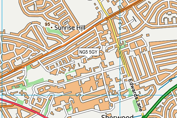 NG5 5GY map - OS VectorMap District (Ordnance Survey)