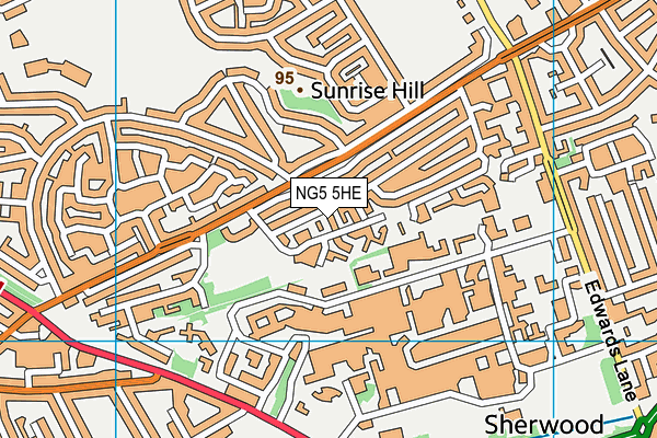 NG5 5HE map - OS VectorMap District (Ordnance Survey)