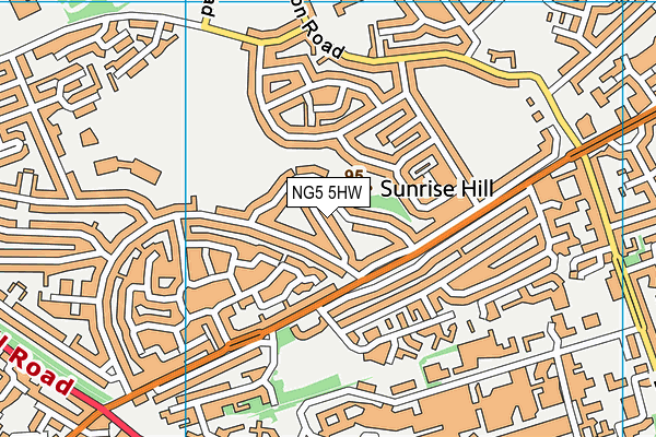 NG5 5HW map - OS VectorMap District (Ordnance Survey)