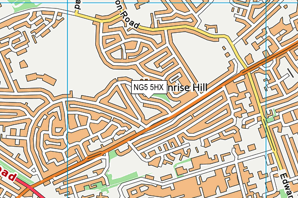 NG5 5HX map - OS VectorMap District (Ordnance Survey)