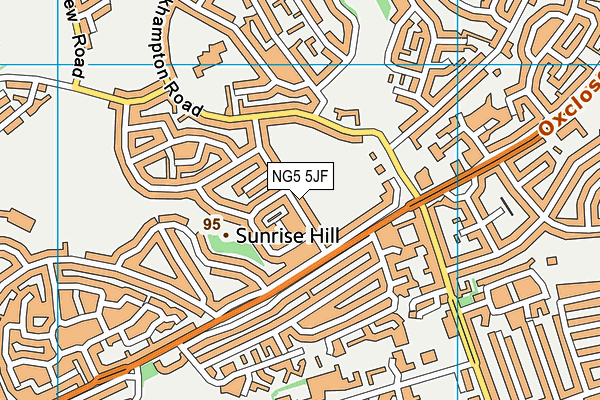 NG5 5JF map - OS VectorMap District (Ordnance Survey)