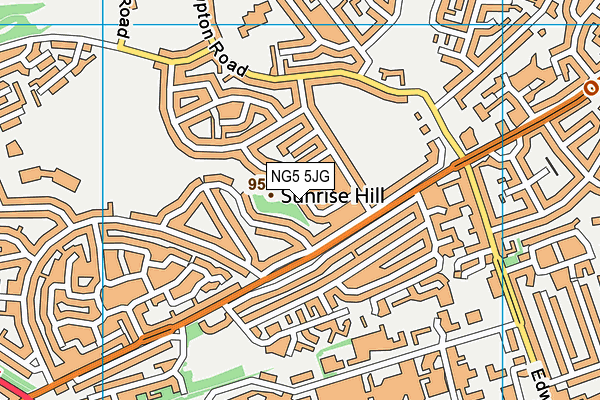 NG5 5JG map - OS VectorMap District (Ordnance Survey)