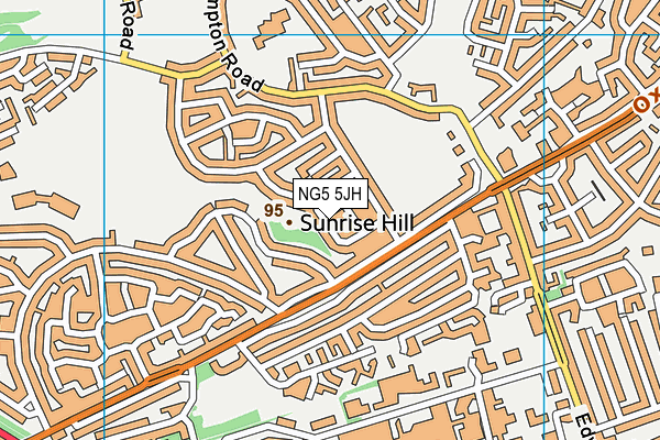 NG5 5JH map - OS VectorMap District (Ordnance Survey)