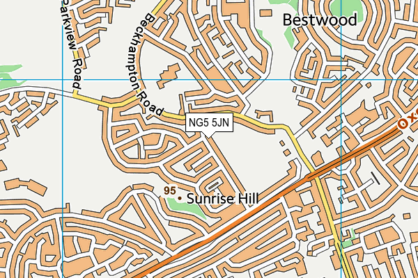 NG5 5JN map - OS VectorMap District (Ordnance Survey)