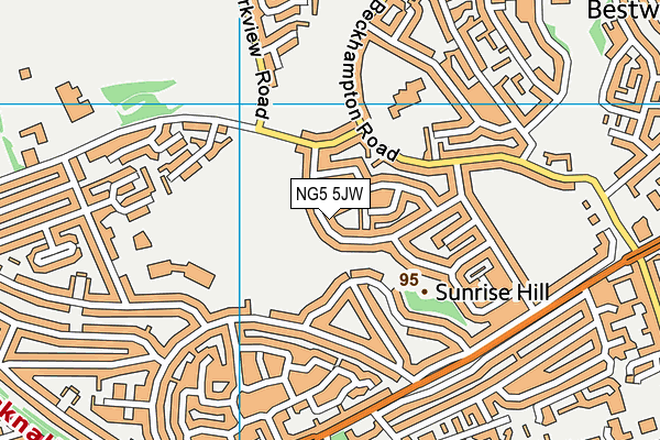 NG5 5JW map - OS VectorMap District (Ordnance Survey)