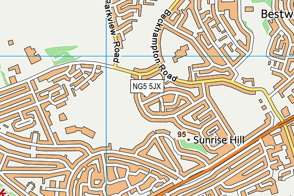 NG5 5JX map - OS VectorMap District (Ordnance Survey)