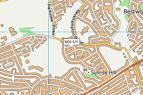 NG5 5JY map - OS VectorMap District (Ordnance Survey)