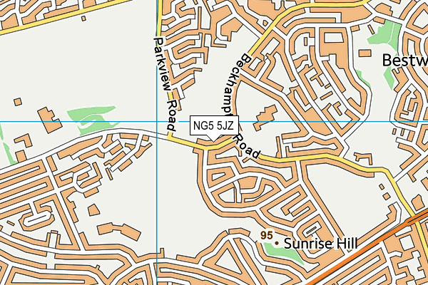 NG5 5JZ map - OS VectorMap District (Ordnance Survey)